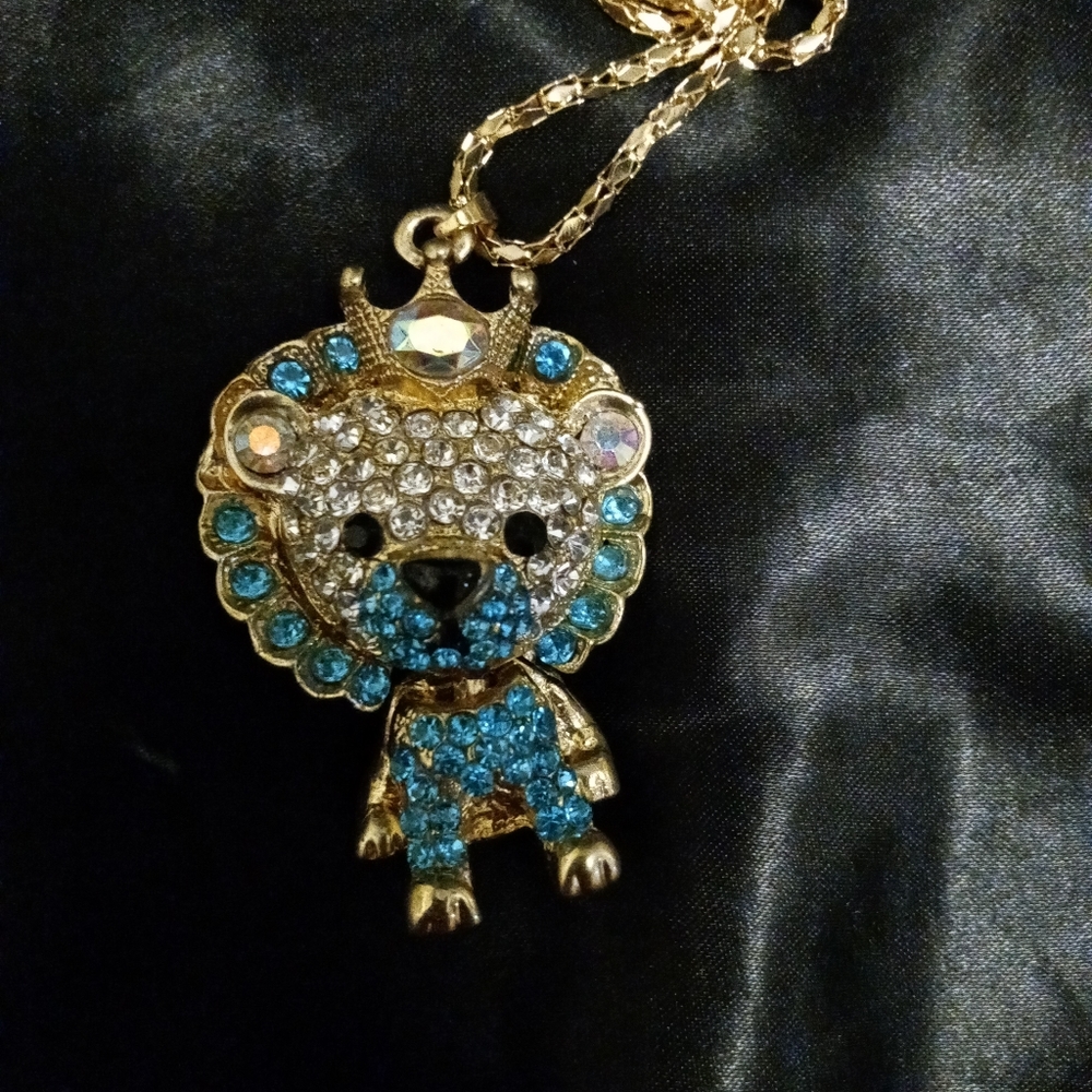 Betsey Johnson Lion Prince Crystal Necklace